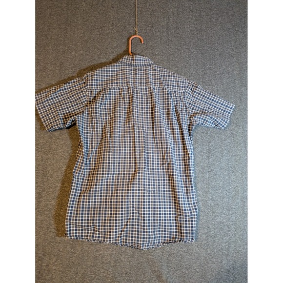 Carhartt Shirt Men's Medium Button Up Short Sleeve Relaxed Fit Blue Plaid - Picture 10 of 11